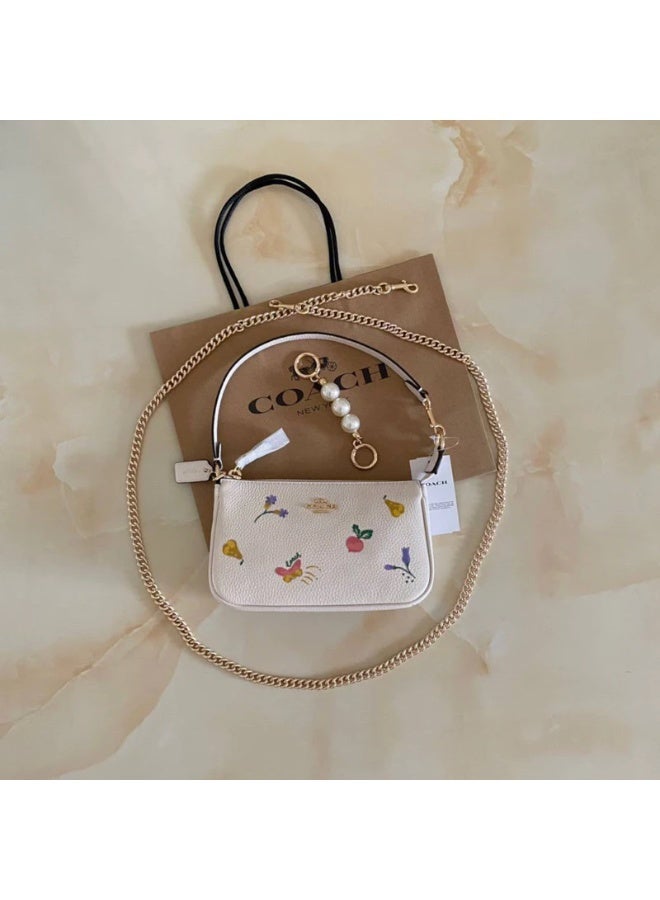 coachoutlet Coach Nolita 19 Leather Wristlet Handbag with Daisy Embroidery – White - Image 4